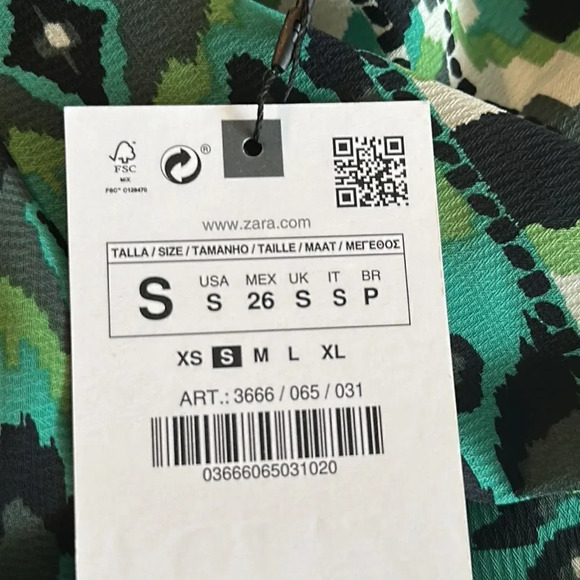 ZARA | Black and Green | PRINTED SHORT DRESS - Picture 9 of 11